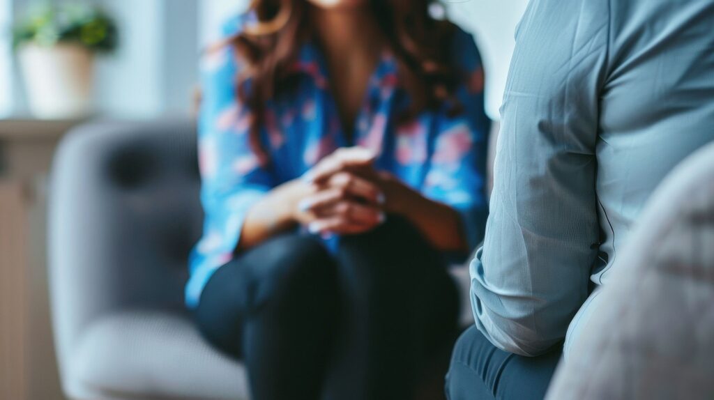 a woman suffering from wet brain speaking to a therapist